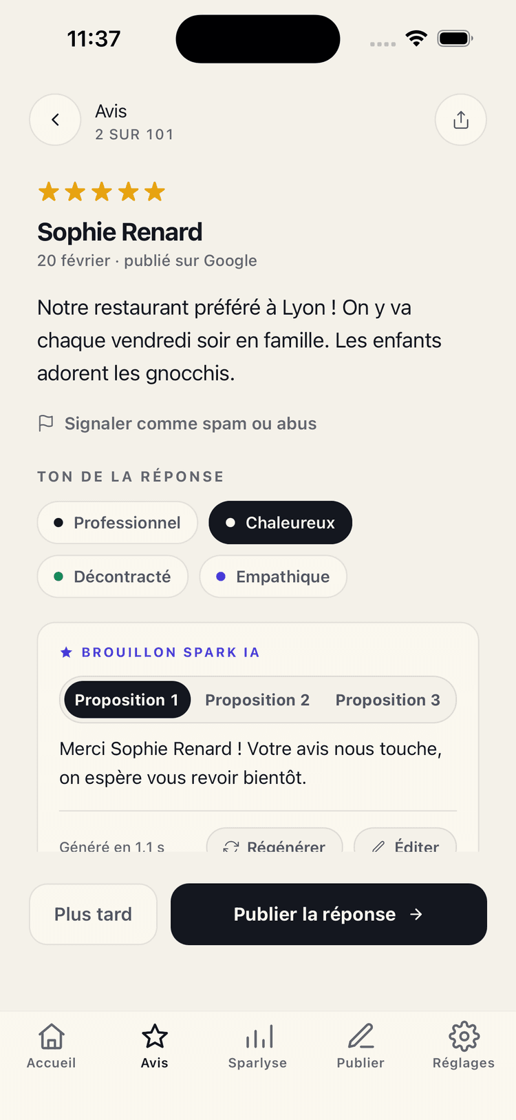 Répondez à vos avis Google en un clic avec l'IA