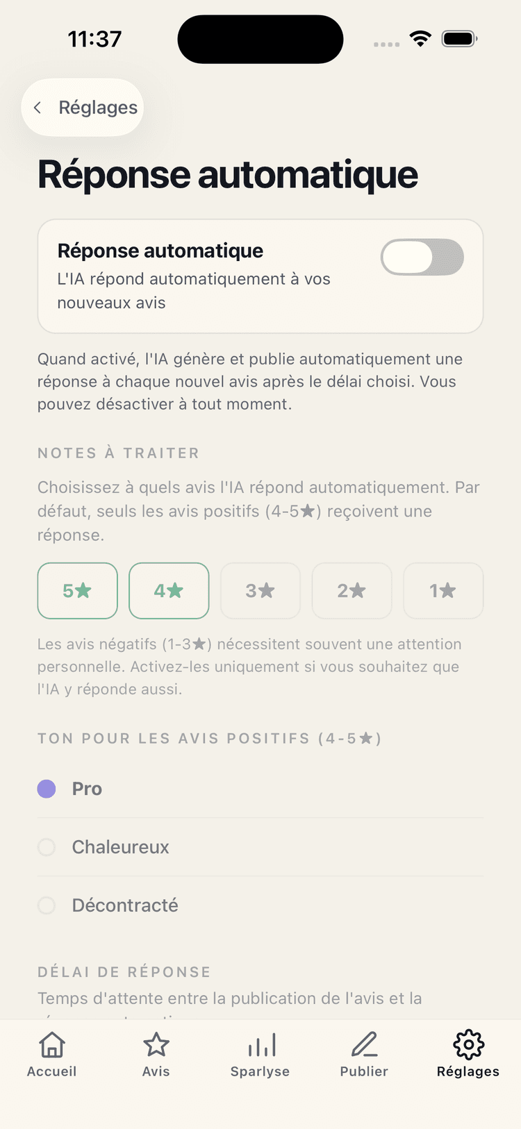 Des réponses automatiques 24/7 à vos avis Google